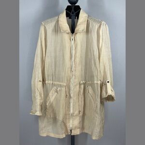 NEW Chicos Jacket Womens Small tan brown Sonora utility trench sheer casual
